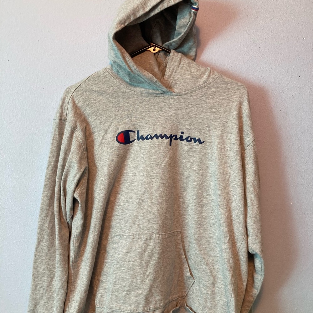 Grey champion hoodie shirt